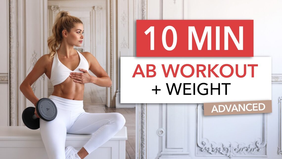 10 MIN AB WORKOUT + WEIGHT – floor only, build muscle SIZE, gym style I Dumbbell + Bench / Sofa