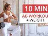 10 MIN AB WORKOUT + WEIGHT – floor only, build muscle SIZE, gym style I Dumbbell + Bench / Sofa