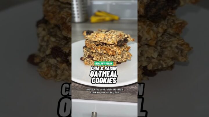 Chia & Raisin Oat Cookies (Vegan + Healthy) #veganfood #veganrecipes #vegancooking